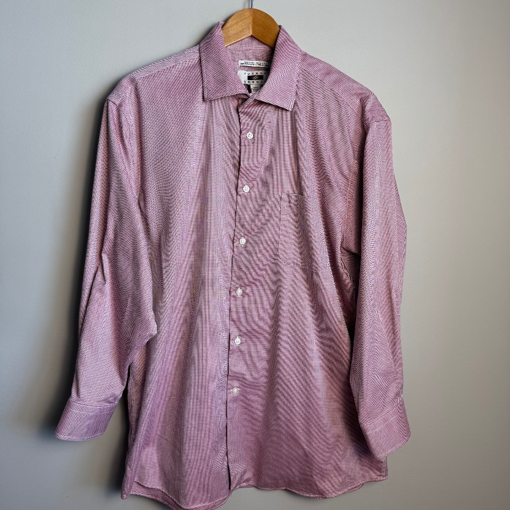 Joseph Abboud Men's 17 Button Up Long Sleeve Egyptian Cotton Dress Shirt Pink